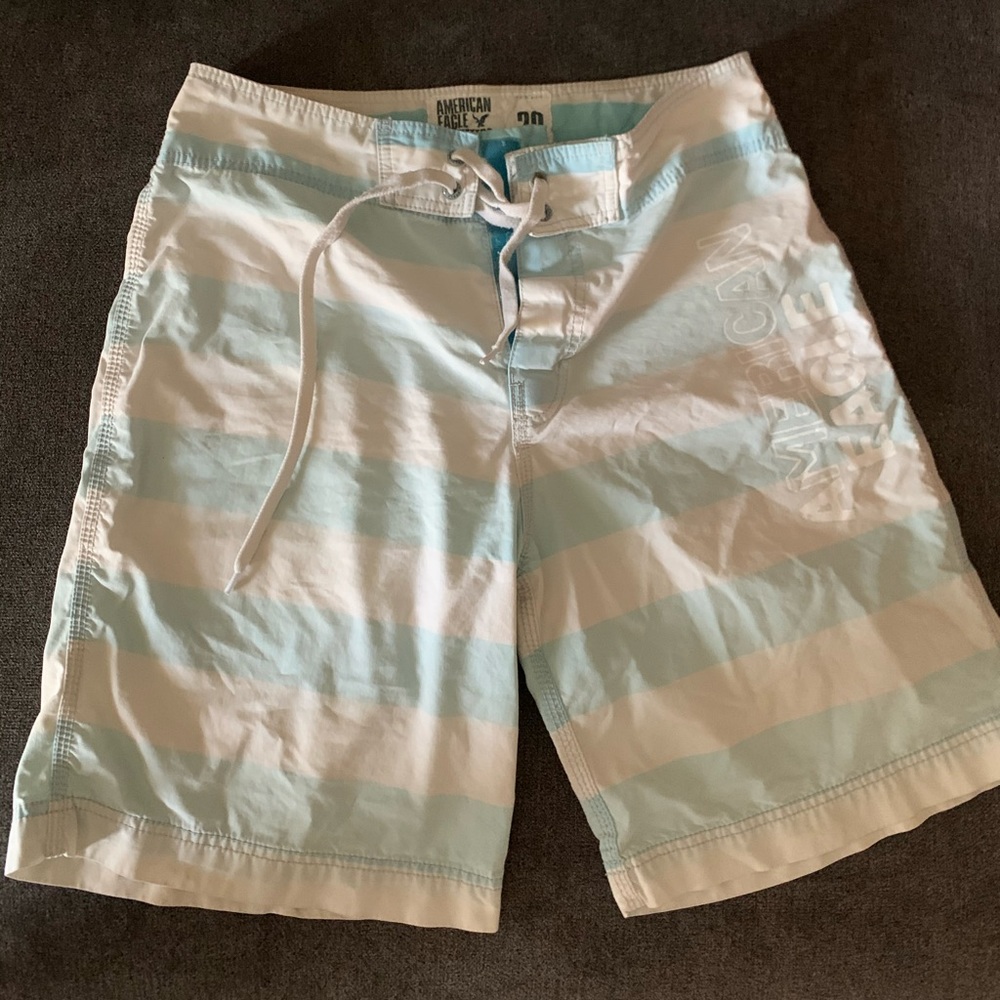 American Eagle striped swimming trunks